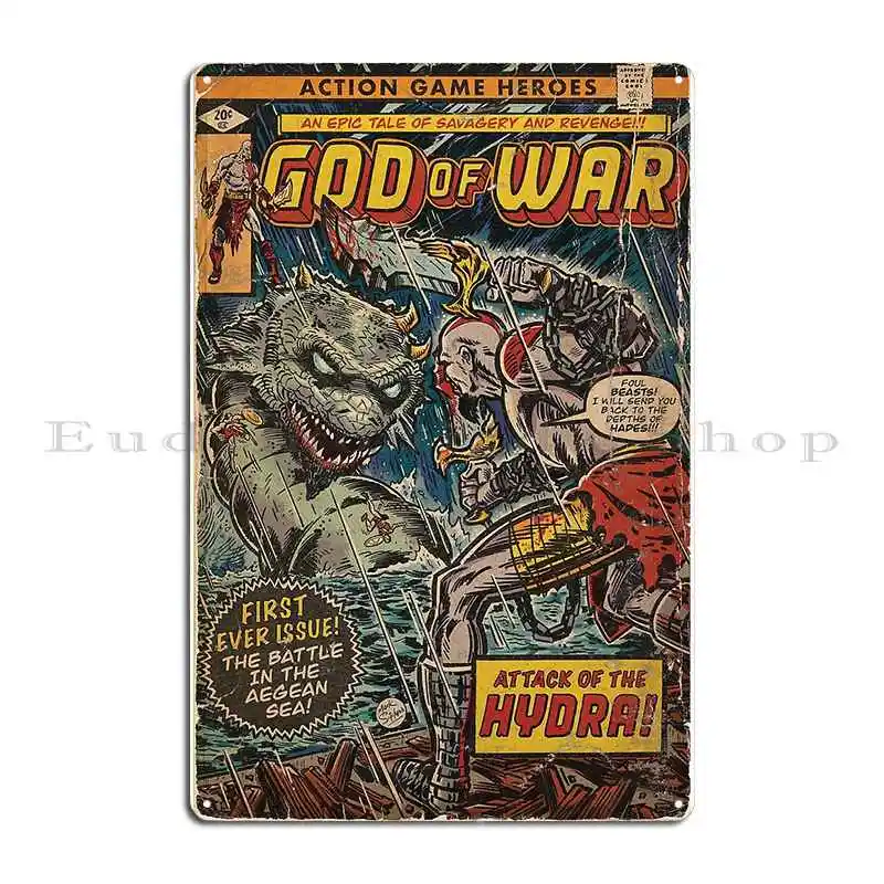 Battle In The Aegean Sea God Of War Comic Book Cover Fan Art Metal Plaque Poster Club Design Designing Cinema Tin Sign Poster