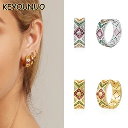 KEYOUNUO Gold Silver Filled Hoop Earrings For Women Piercing Women's Huggie Zircon Colorful Earrings Boho Jewelry Wholesale