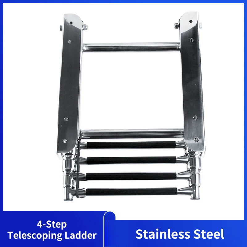 

Alastin 4-Step Ladder Stainless Steel Under Platform Slide Mount Boat Boarding Telescoping Ladder Boat Accessories Marine