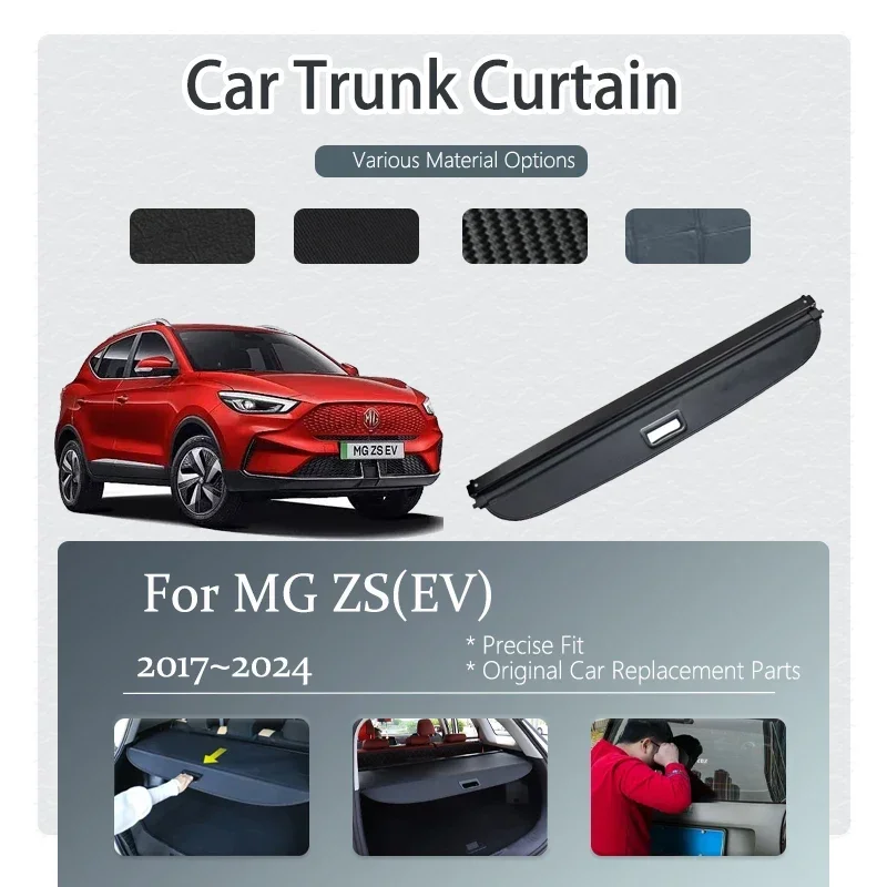 Fit For MG ZS EV MGZS ZX ZST VS 2017~2024 Car Trunk Curtain Cover Retractable Trunk Rack Partition Shelter Auto Accessories 2023