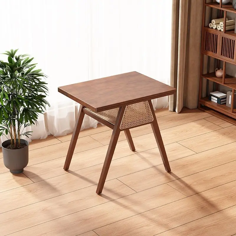 

Balcony small tables and chairs rattan solid wood leisure Internet celebrities reading and drinking tea Outdoor