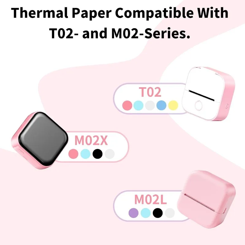 T02 White Adhesive Thermal Paper Roll,10-Year Thermal Printing Paper,Mini Printer Paper Compatible With T02/M02X/M02L, 50mmx3.5m