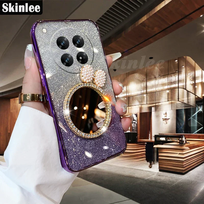 

Glitter Gradient Plating Mirror With Holder Case For Redmi 14C 14 redmi A4 14c Soft TPU Cover For Xiaomi Poco C75 4G c75 poco 75