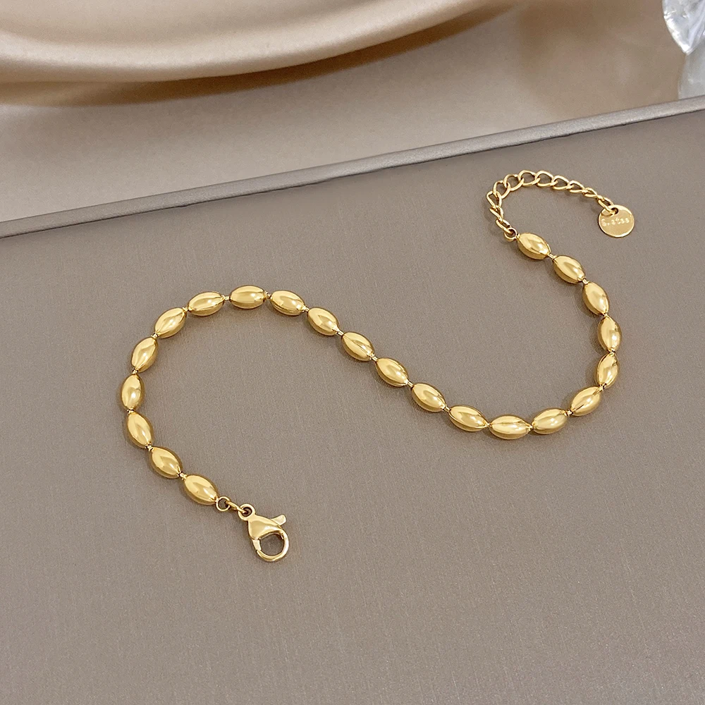 Freetry Minimalist Stainless Steel Bead Chain Bracelet for Women Gold Color Adjustable Bracelet Waterproof Jewelry Accessories