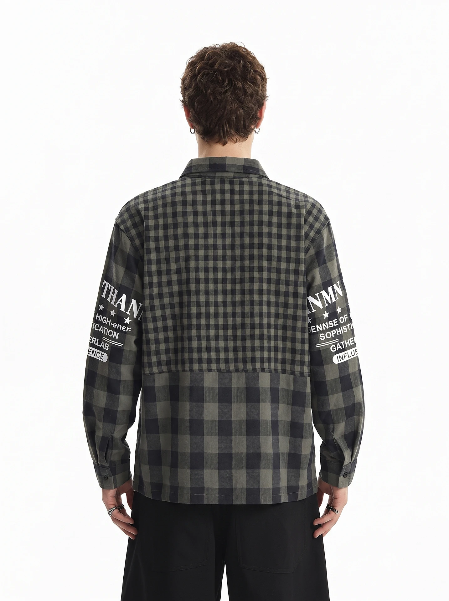 American Retro Print Plaid Long Sleeve Loose Men's Shirt Trendy Street Style Autumn Fashion Casual Comfortable Button up