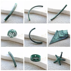 DIY Supply-One Piece Hand Made Green Patina Brass Finding Link - Varies Shapes and Size (PTA-i)