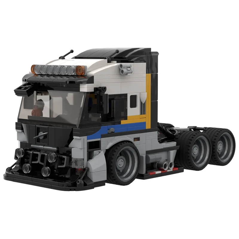 Industrial Hauler Truck MOC Bricks Realistic Livery Trailer Combo Model DIY Building Brick Kit Desktop Scene Ornament