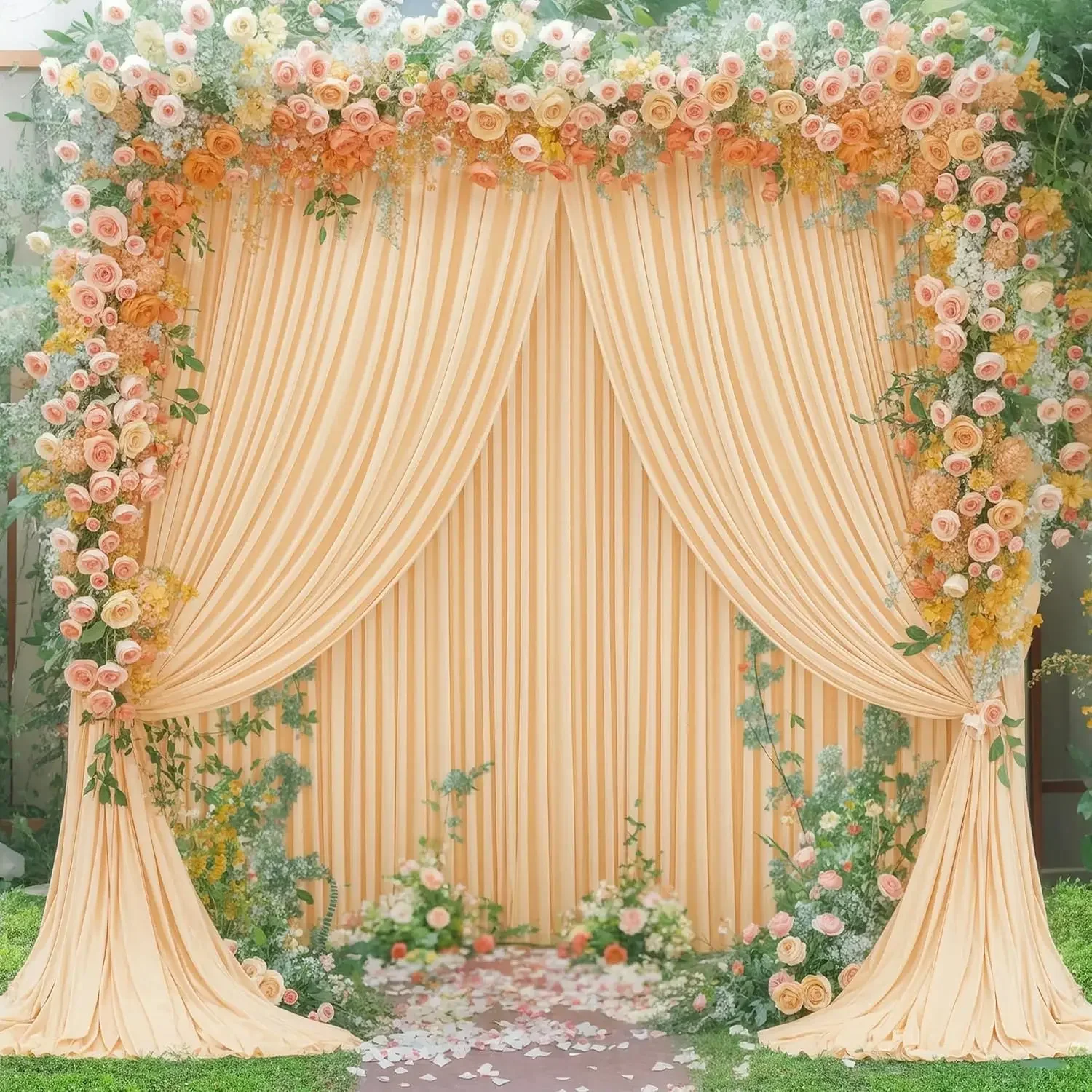 Polyester Photography Backdrop Drapes Wrinkle Free White Backdrop Curtains for Wedding Birthday Parties Stage Photo Decoration