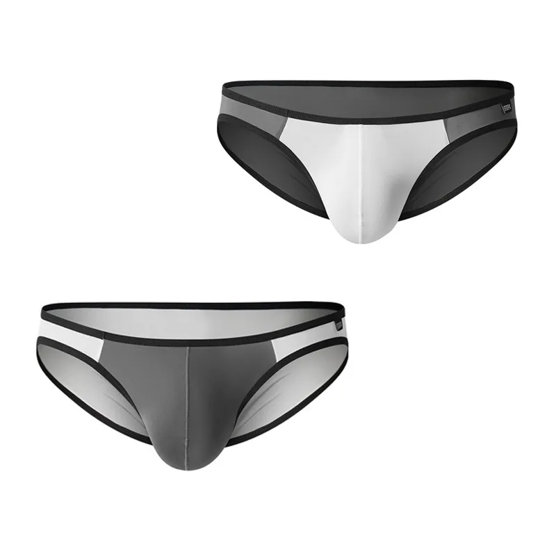 ملابس داخلية منخفضة الارتفاع من الحرير الجليدي للرجال ملابس داخلية صيفية قابلة للتنفس ملابس داخلية مثيرة متطابقة الألوان ملابس داخلية مريحة سراويل تحتية محدبة #4