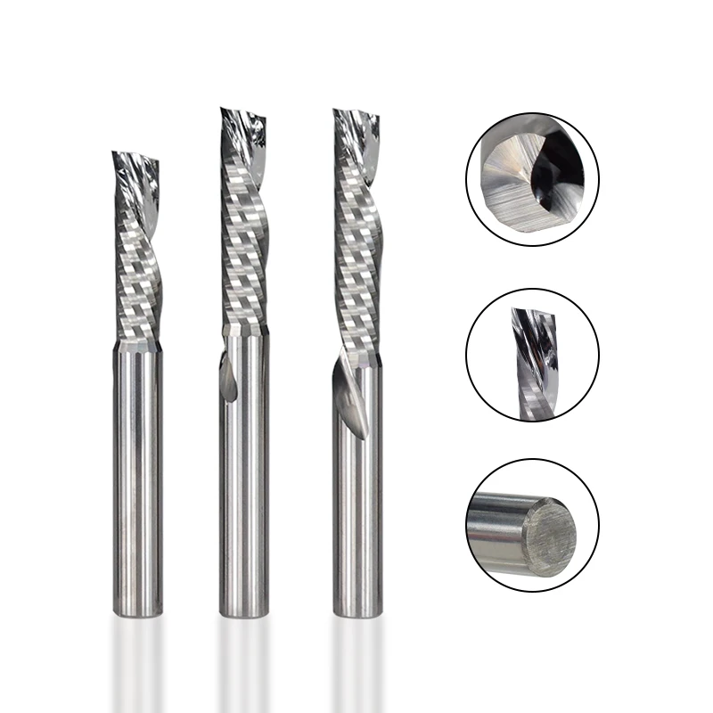 Cmcp Enkele Fluit Bezuinigen Frees Voor Houtbewerking 4/5/6/8Mm Shank Spiral Cnc router Bit Carbide End Mill