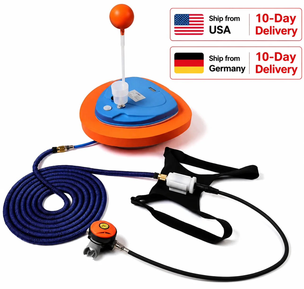 Snorkel Equipment Diving Mobile Ventilator Scuba Diving Tankless Waterproof Recharer Snorkel Diving Time 3.5Hours Depth 12m Scuba Diving Breathing Equipment Tankless Underwater Breathing System
