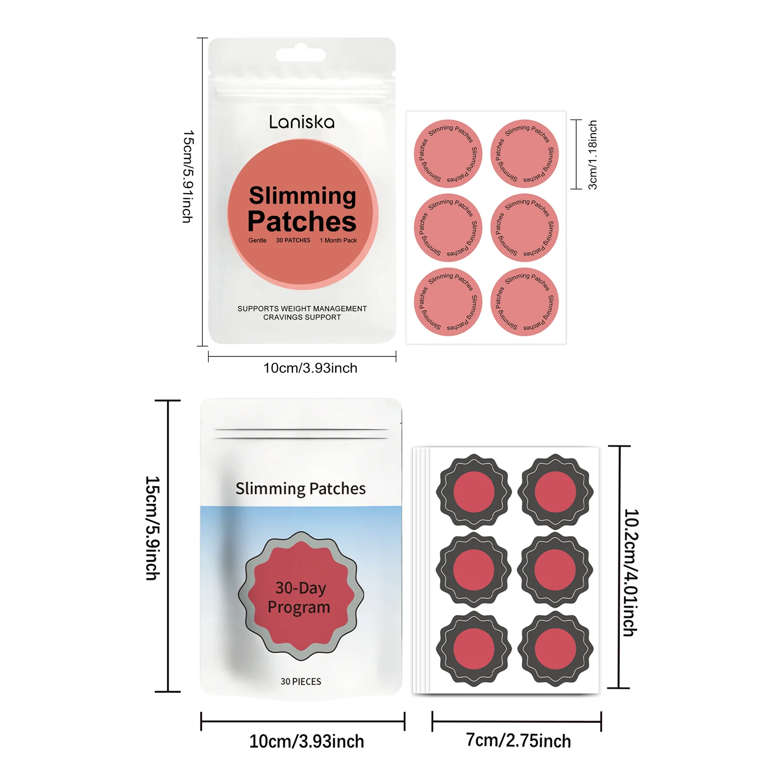 Two Types Slimming Patches Set Weight Management Cravings Support Patches Total 60 Pieces Gentle Body Skin Stickers
