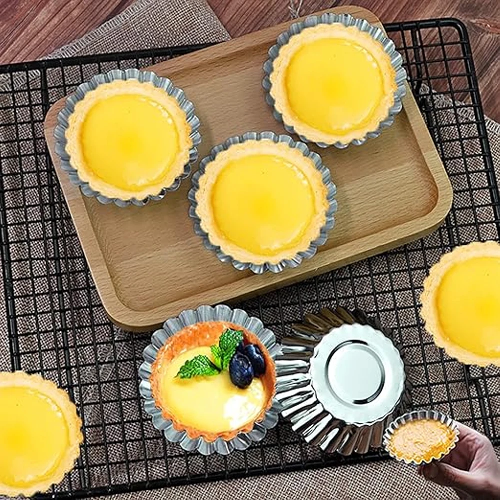 40Pcs/Set Egg Tart Molds Stainless Steel Cupcake Mold Thickened Reusable Cake Cookie Mold Tin Kitchen Baking Tool cake molds