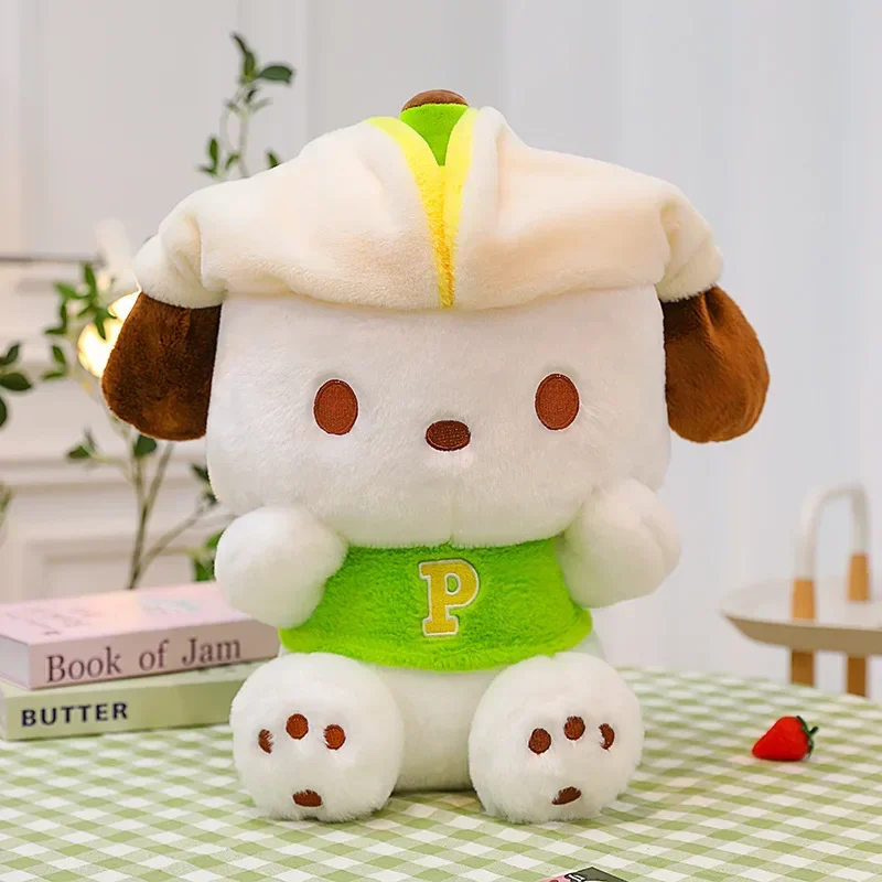 Sanrio Kawaii Pochacco Series-muñeco de peluche grande de plátano, almohada, juguete para niños, chica suave, regalo de cumpleaños, sofá decorativo, 35-60cm