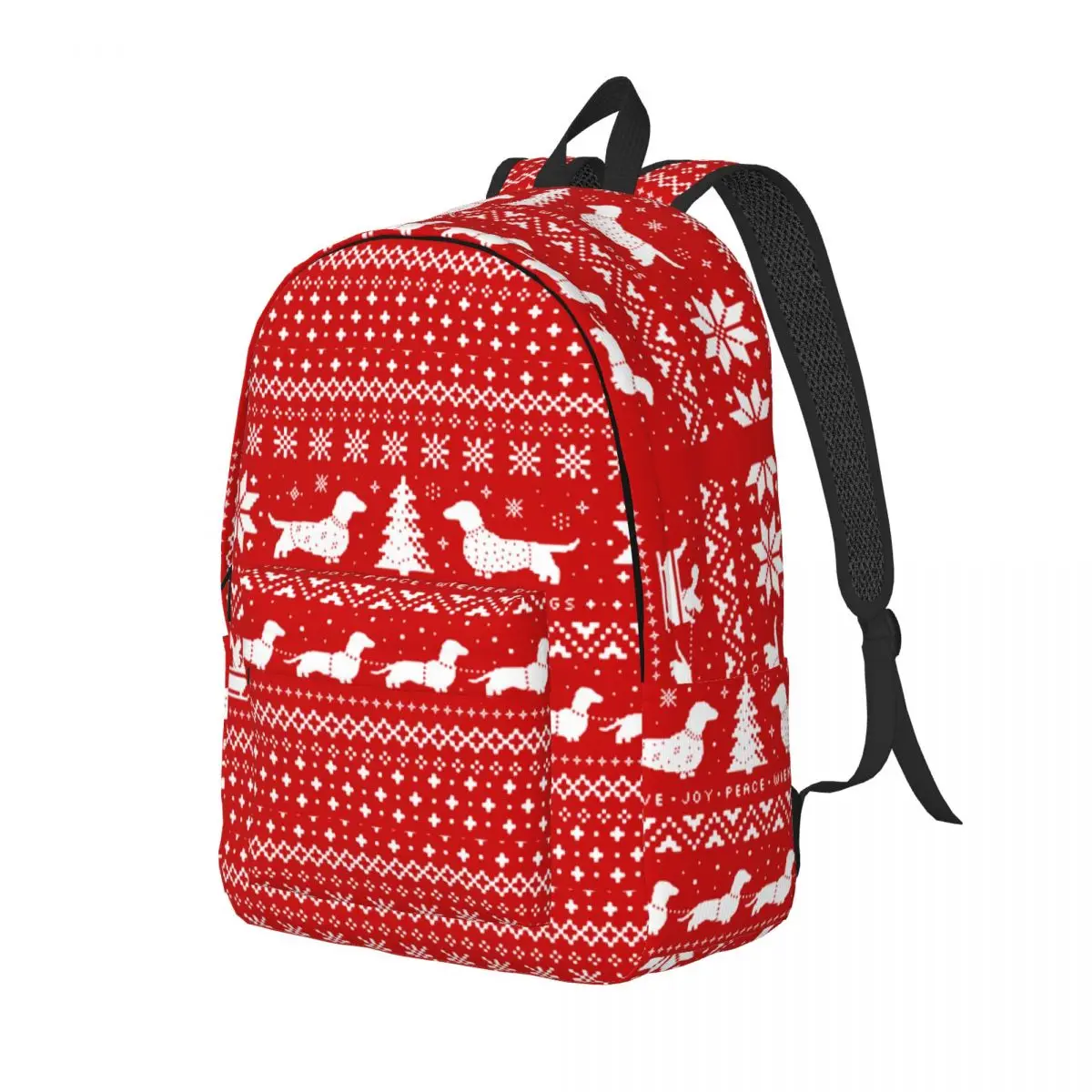 Dachshunds Christmas Pattern for Men Women Student School Bookbag Sausage Dog Lover Daypack Elementary High College Gift