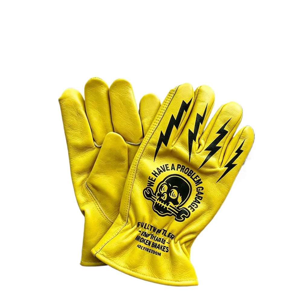 Work Gloves for Men Cowhide Leather Security Protection Camping Gloves Cycling Genuine Geather Outdoor Work Gloves