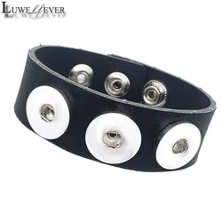 9 Colors 209 Original Genuine Leather Retro Bracelet 18mm Snap Button Charm Jewelry For Women Teenagers Men