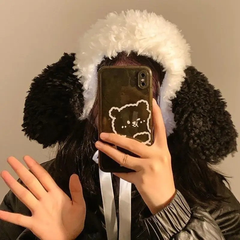 652F أغطية أذن مخملية مقاومة للرياح لتدفئة الأذن للطلاب، أغطية أذن عصرية للمغامرات الشتوية