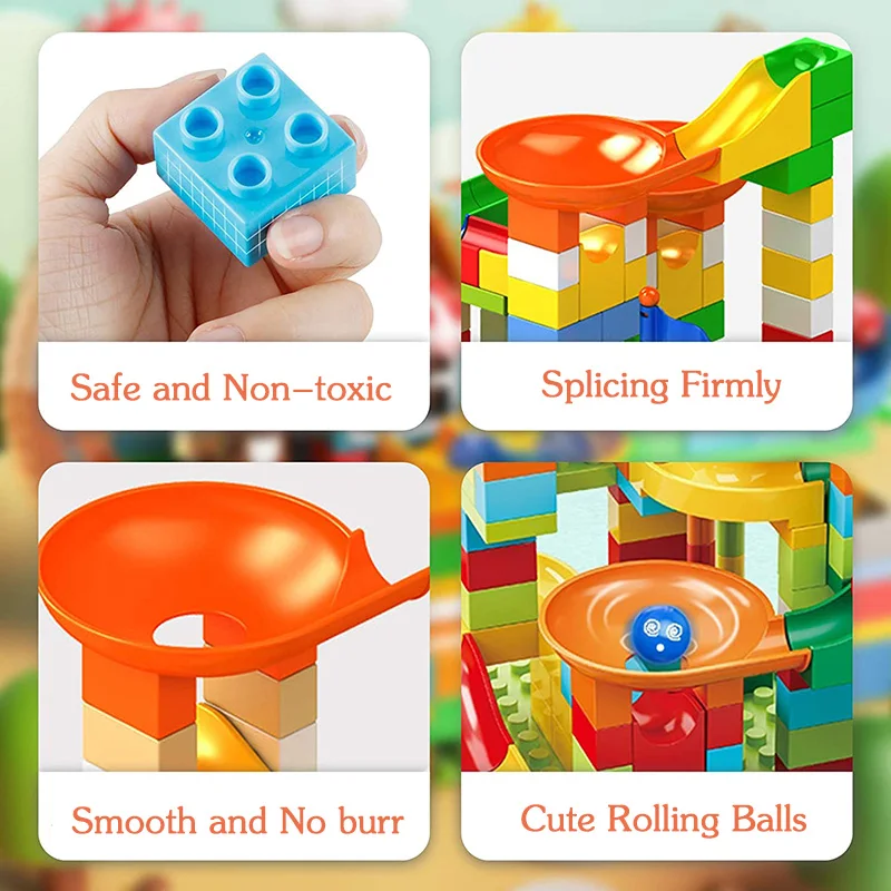 DIY Marble Race Run Compatible Building Blocks Kids Toys Slide Block Plastic Funnel Educational Assembly Bricks Toys Boys Gift