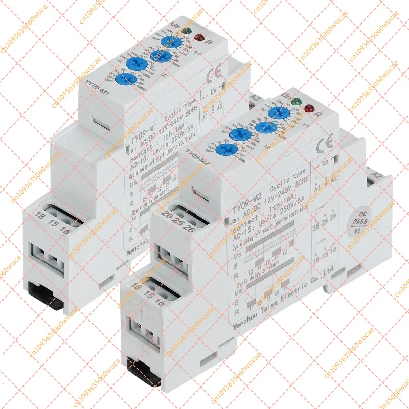 Cyclic Delay Timer Relay Switch SPDT 220V 16A AC/DC 12V-240V 0.1s-100 Days DIN Rail