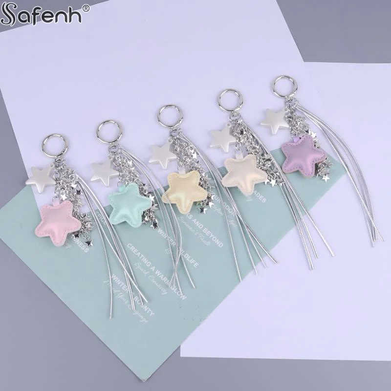 1 قطعة سلسلة المفاتيح ستار الموضة Y2K الحلو ستار شرابة كيرينغ سيارة مفتاح حامل حقيبة الفتيات قلادة الديكور لأفضل صديق الهدايا #4