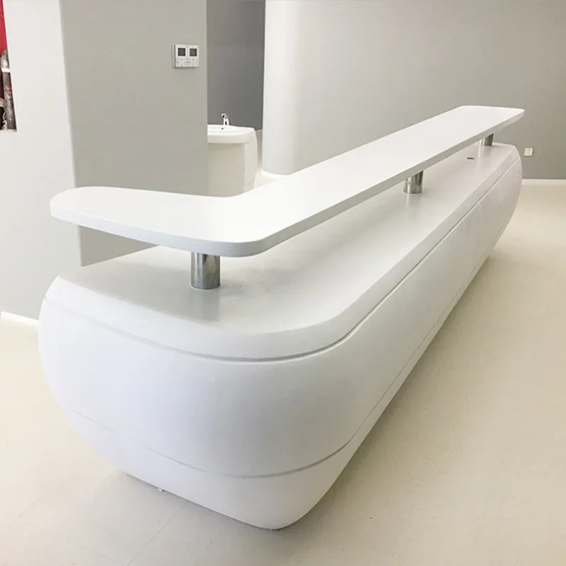 Fiberglass Welcome Reception Counter Custom Hotel Business Lobby Front Desk Shopping Guide Service Table