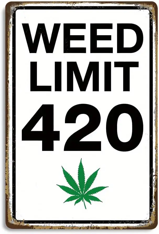 420 Chill Zone Metal Tin Sign - Vintage Stoner Decor for Room, Man Cave & Bar - Durable Indoor/Outdoor Wall Art, 8inx12in - sign
