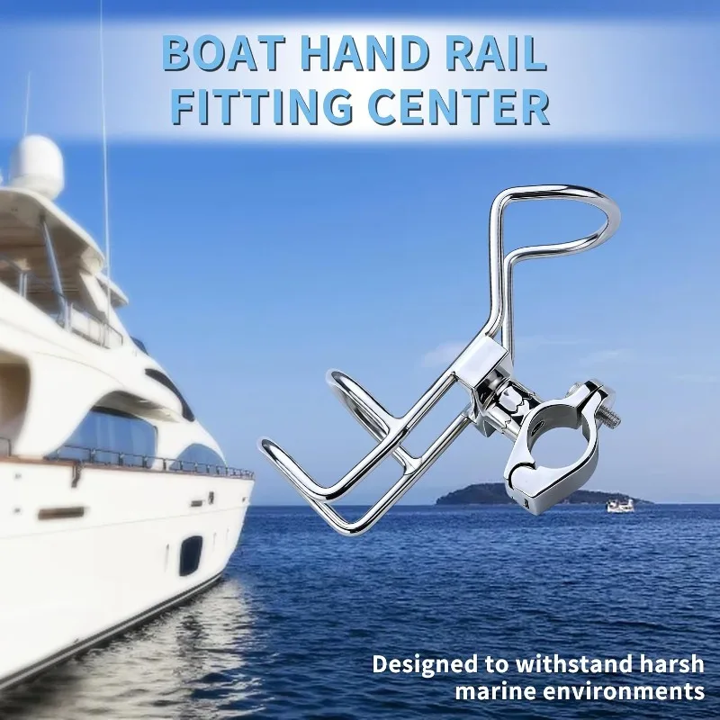 2Pcs Boat Fishing Rod Holder 316 Marine Stainless Steel 360 Degree Rotating Clamp On Rail Mount for 25mm 32mm Tube Yacht Kayak
