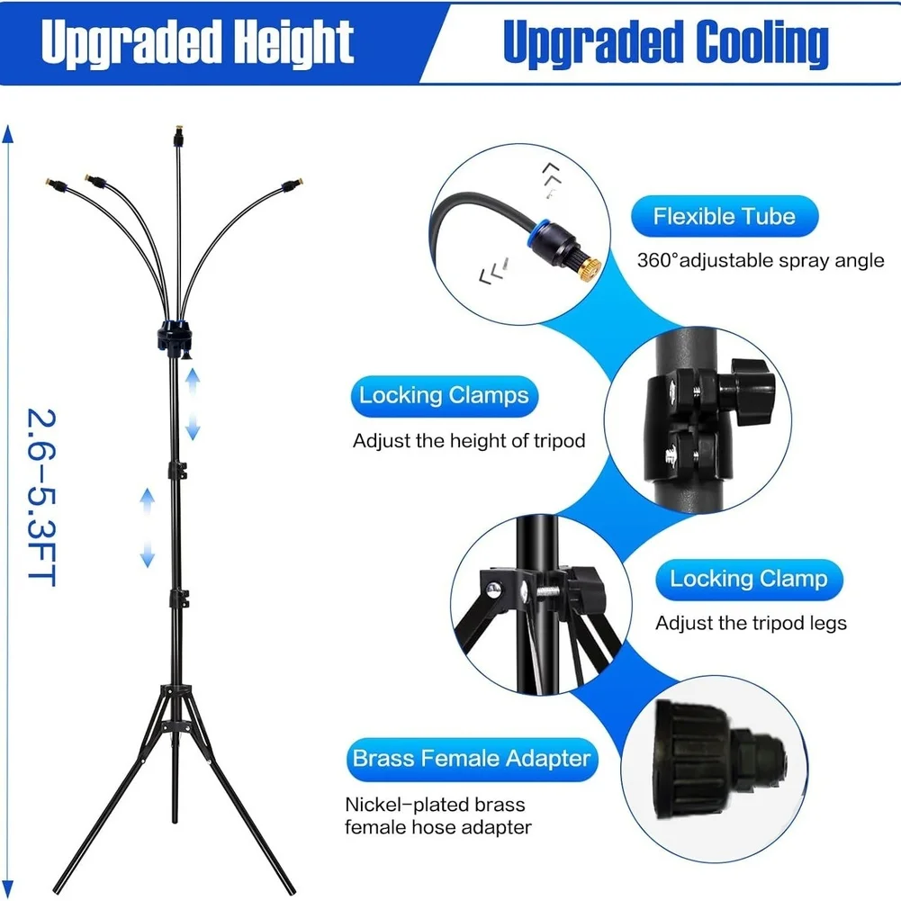 Poolside Misting Fan Outdoor Misting System For Hot Summer Days As Shown Pp And Metal Material Reinforced Joint Structure