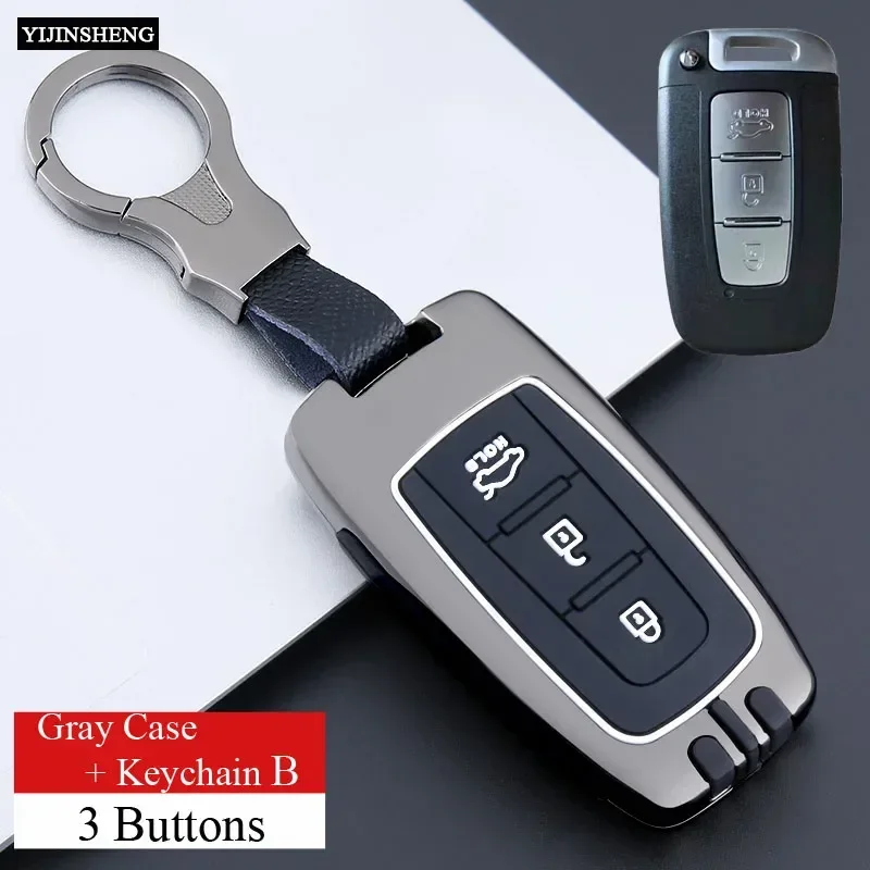 3 4 Button Zinc Alloy+Silicone Car Key Case for Hyundai IX35 Elantra Sonata 8 9 For Kia Sportage K5 K2 Sorento Optima Forte