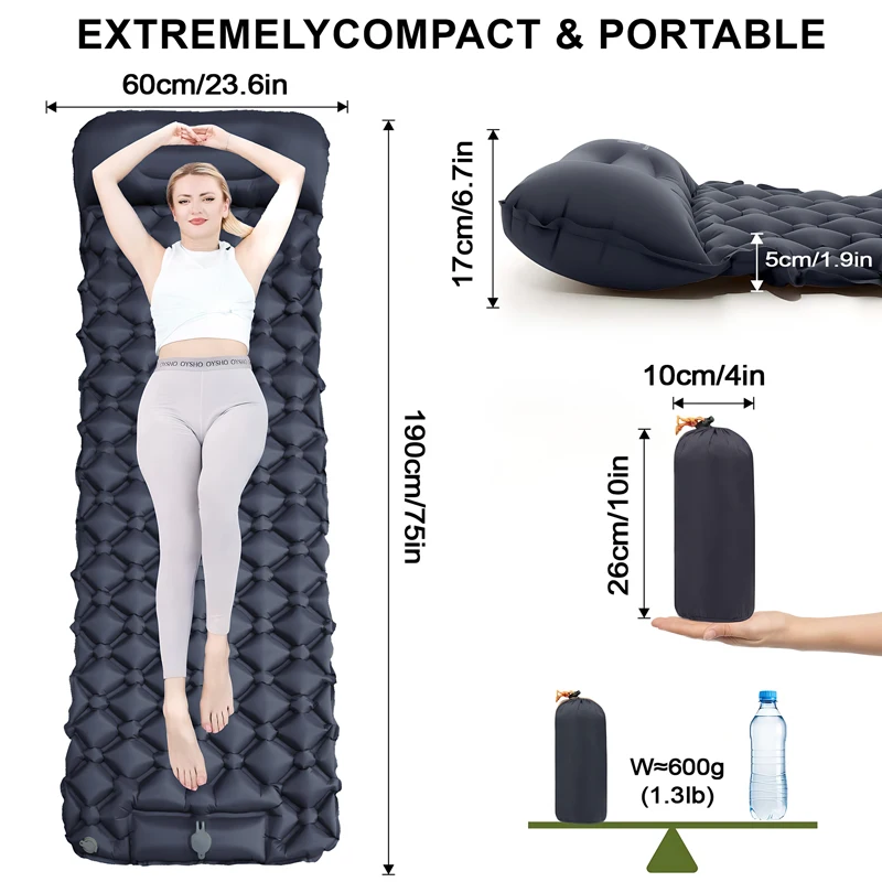

New Outdoor Ultralight Inflatable Sleeping Pad Portable Travel Mat Moisture Pad Foldable for Camping Hiking and Trekking