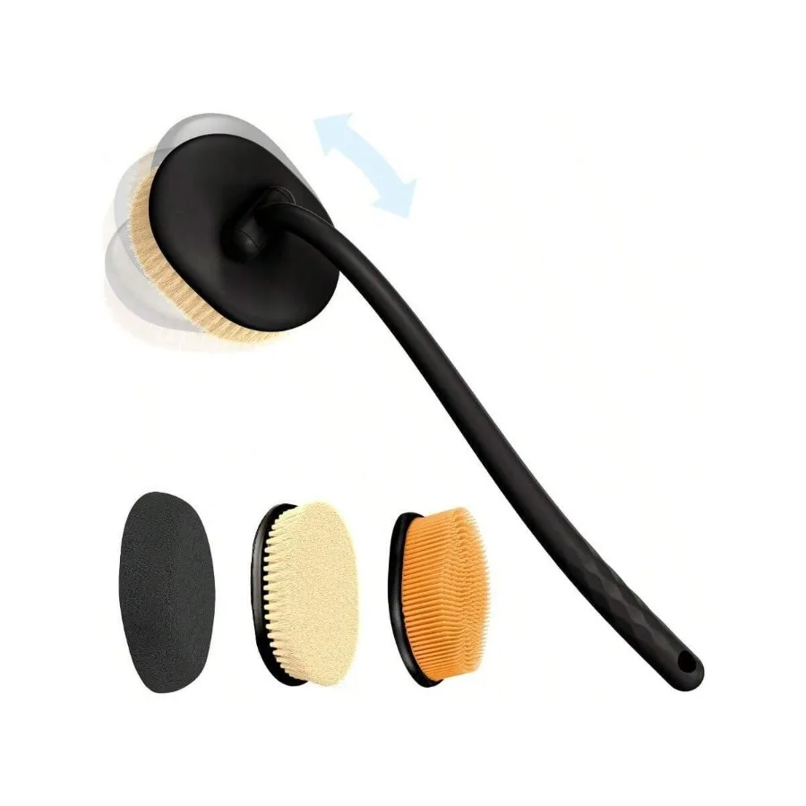 

【New style】XAPY Fble Up-Down Movement Back Scrubber For Shower For Men And Wen 3 Detachable Back Br Heads Includes Silicone Bod