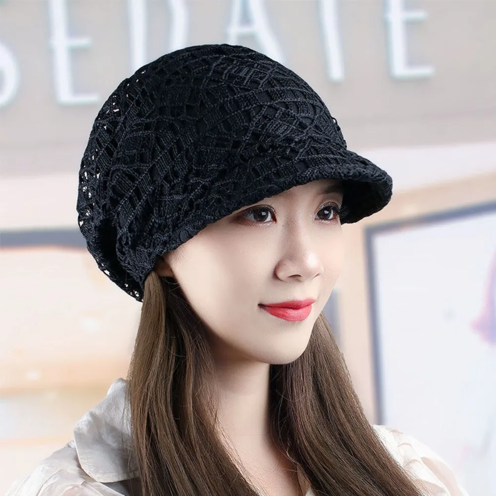 

Hollow Out Flower Beanie Cap Breathable Embroidery Women Baseball Cap Brim Caps Headscarf Wrap Turban Beanies Hat Outdoor Travel