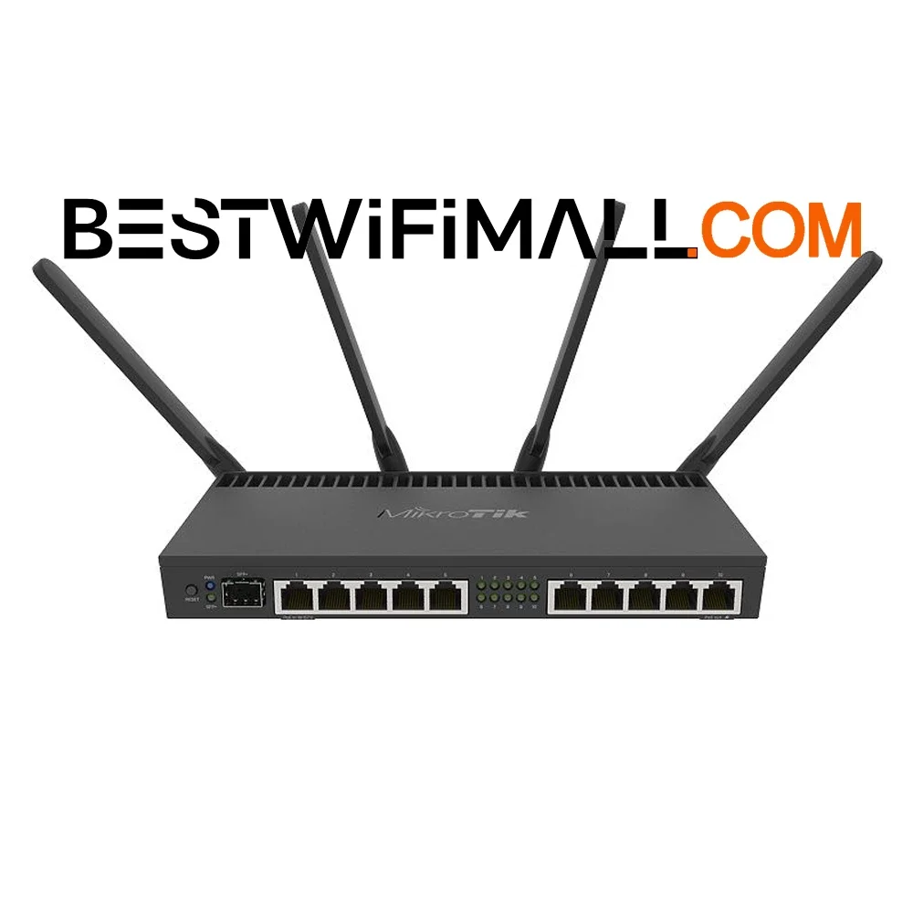 MikroTik RB4011iGS 5HacQ2HnD IN Router Powerful 10xGigabit SFP+ 10Gbps Dual Band 802.11AC WiFi 5 Wireless & Desktop Case