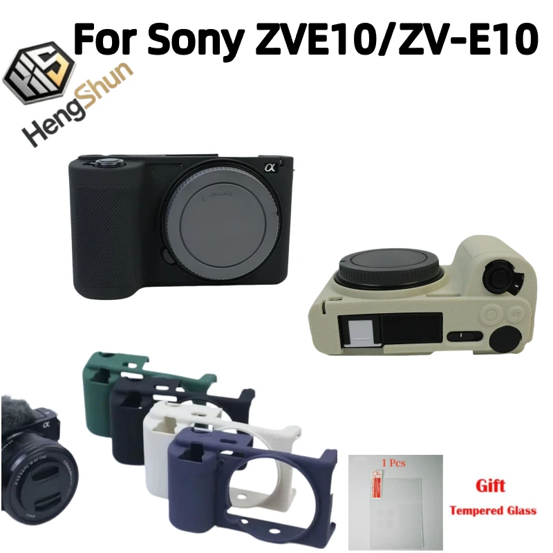 Protective Case For Sony ZVE10 Micro-single Camera cover, Soft Silicone Case ZVE10 Camera bag + 1PCS Free Tempered Film