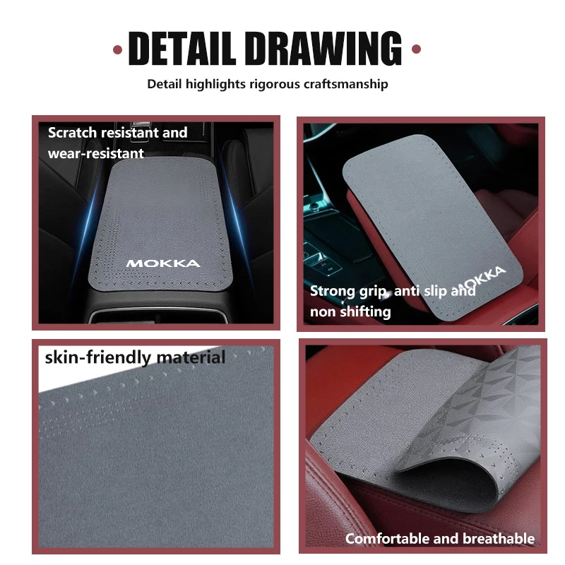 For Opel Car Armrest Box Pad Suede Center Console Cushion Mats Interior Accessories Mokka Astra H K J G Corsa D E Vectra C B view 3