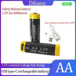 1-16PCS New 1.5V AA USB Rechargeable Battery for Remote Control Doorbell Mouse Electric Toy Battery + Type-C Cable