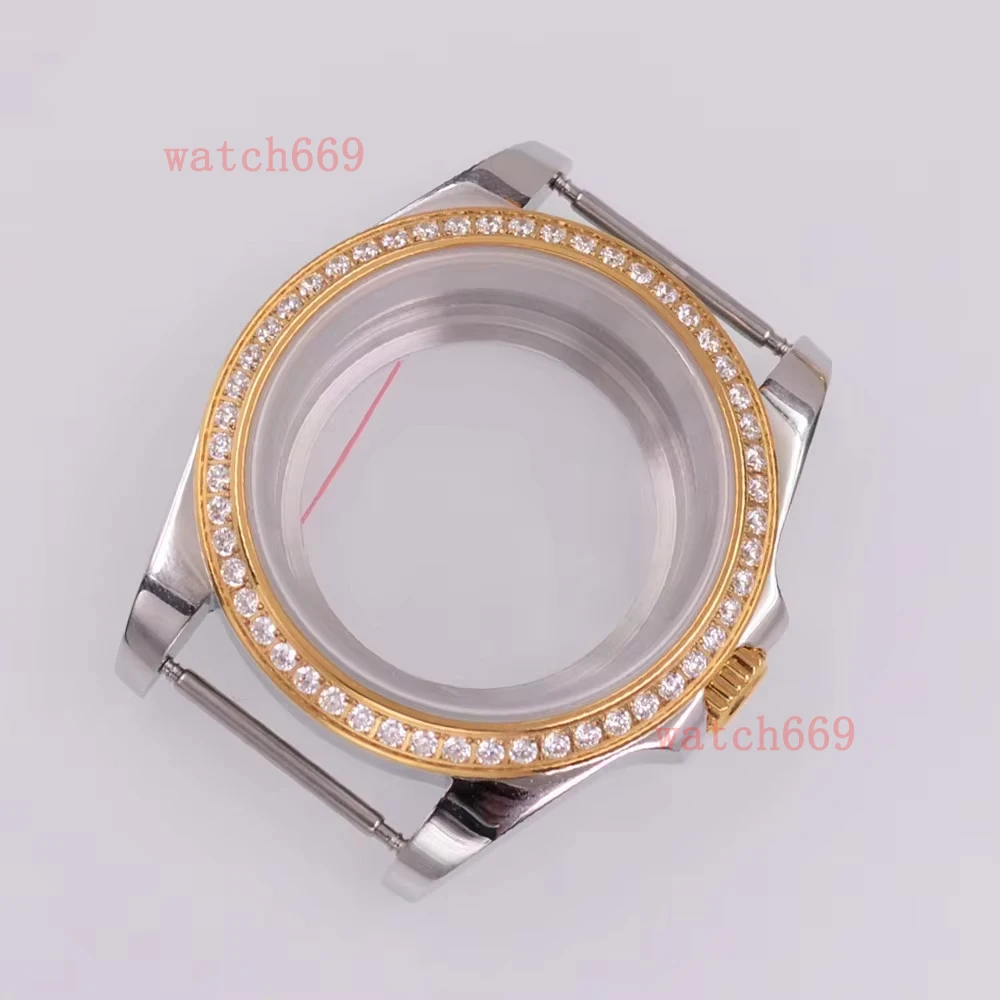 40mm Golden Sapphire Glass Watch Case Fit NH35 NH36 PT5000 ETA2824 ST2130 Movement