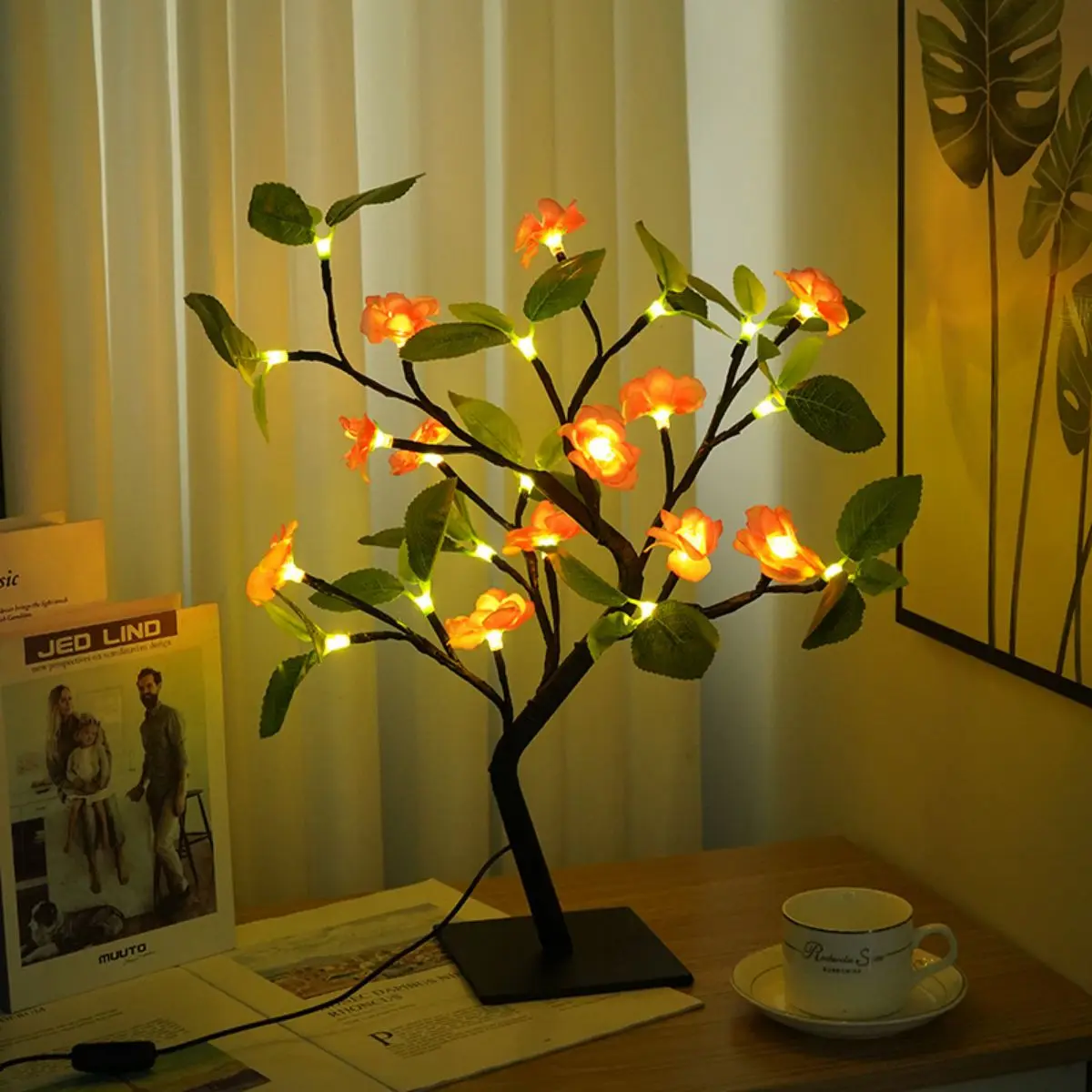 LED Peach Blossom Plum Blossom Tree Lamp Interior Decorative Light Gift Creative Luminescent Styling Light