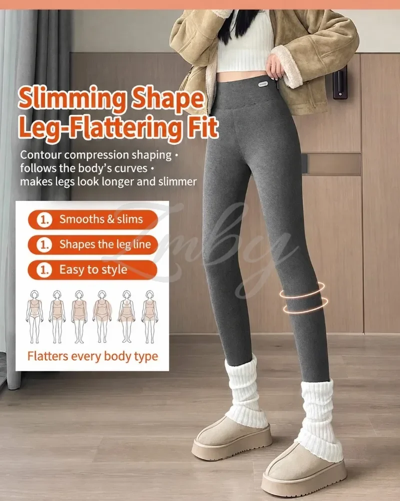 Women's Extra Thick Warm Fleece Lined Winter Leggings Elastic High Waist Thermal Pants Woman Slim Fit Solid Knit Long Trousers