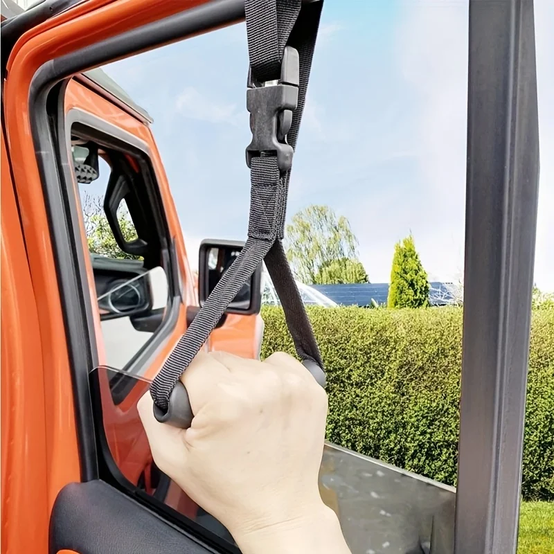Ergonomic Car Door Handle Assist for Elderly &Disabled -Adjustable Nylon Hand Strap with Secure Buckle,Interior Safety Accessory