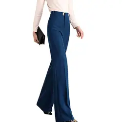 Pantalon à jambes larges droites pour femmes, grande taille, taille élastique, optique de bureau, mode, bleu foncé, noir, fj6XL, 10XL, offre spéciale, nouveau