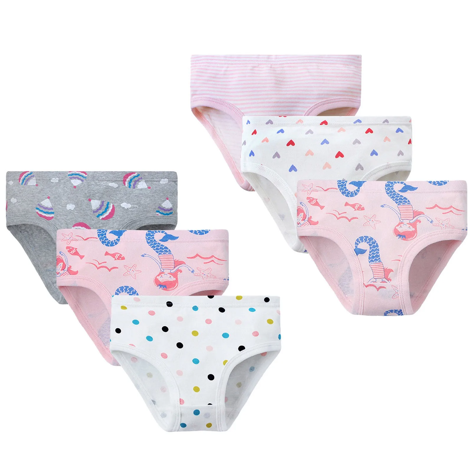 

3PCS Toddler Girls Underwear Baby Pure Cotton Comfortable Soft Cute Cartoon Printed Triangle Briefs Children's Underpants