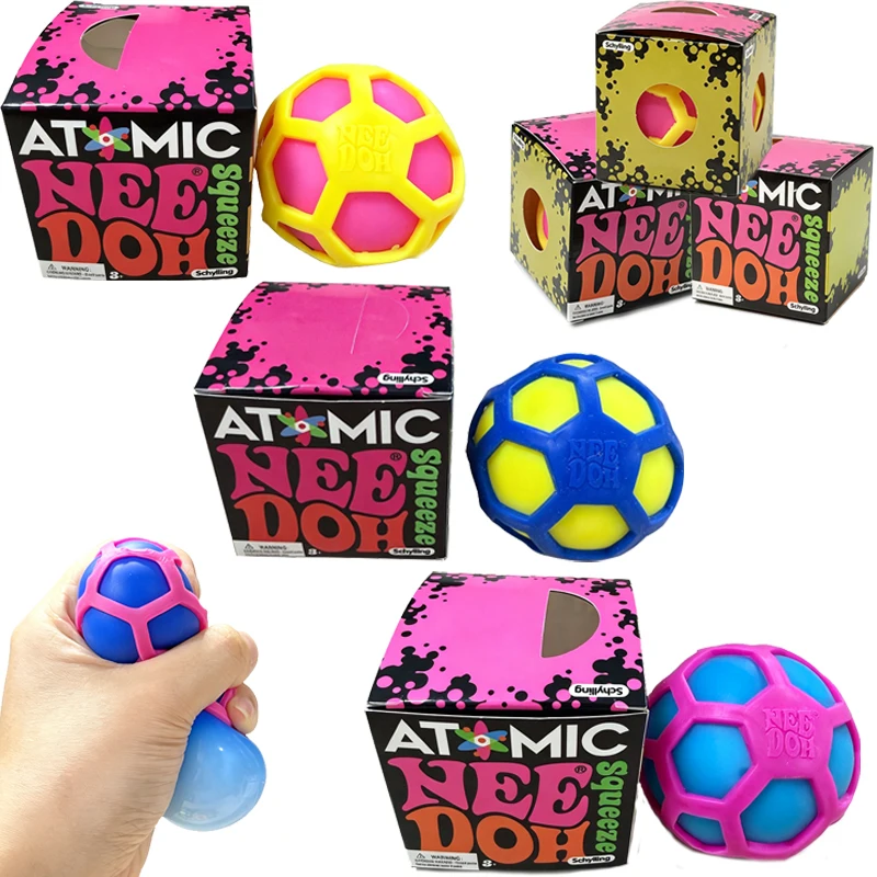 Atomic Grid Pop-out Needoh Stress Squeeze Ball Safety Color Filled Hand Grip Fidget Sensory Toy Anxiety Heal Relax Leisure Gift