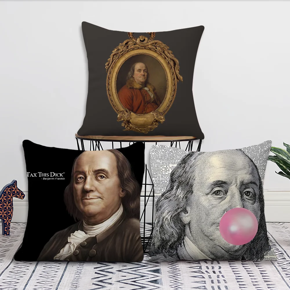 B-Benjamin Franklin Tax This Dick Cool Pillow Case Sofa Living Room Bedroom Headboard Backrest Cushion Square Cushion Nap Time