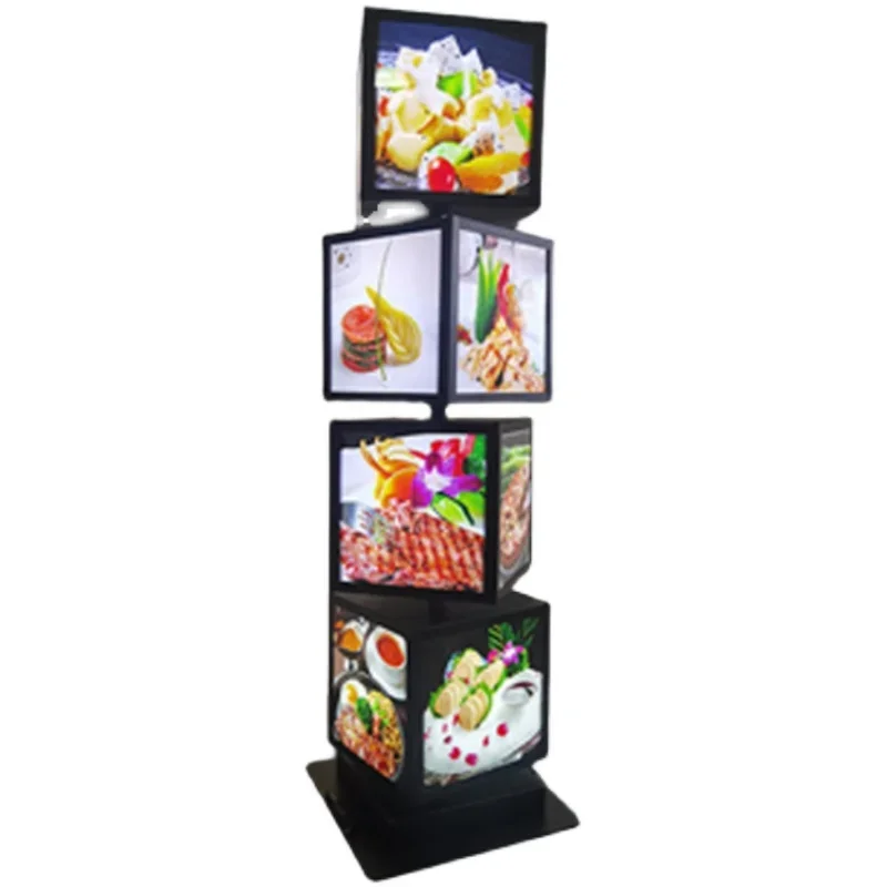 Floor-Standing Four-Layer Combination Restaurant Menu Led Rotating Lightbox Milk Tea Shop Light-Emitting Recipe Ordering