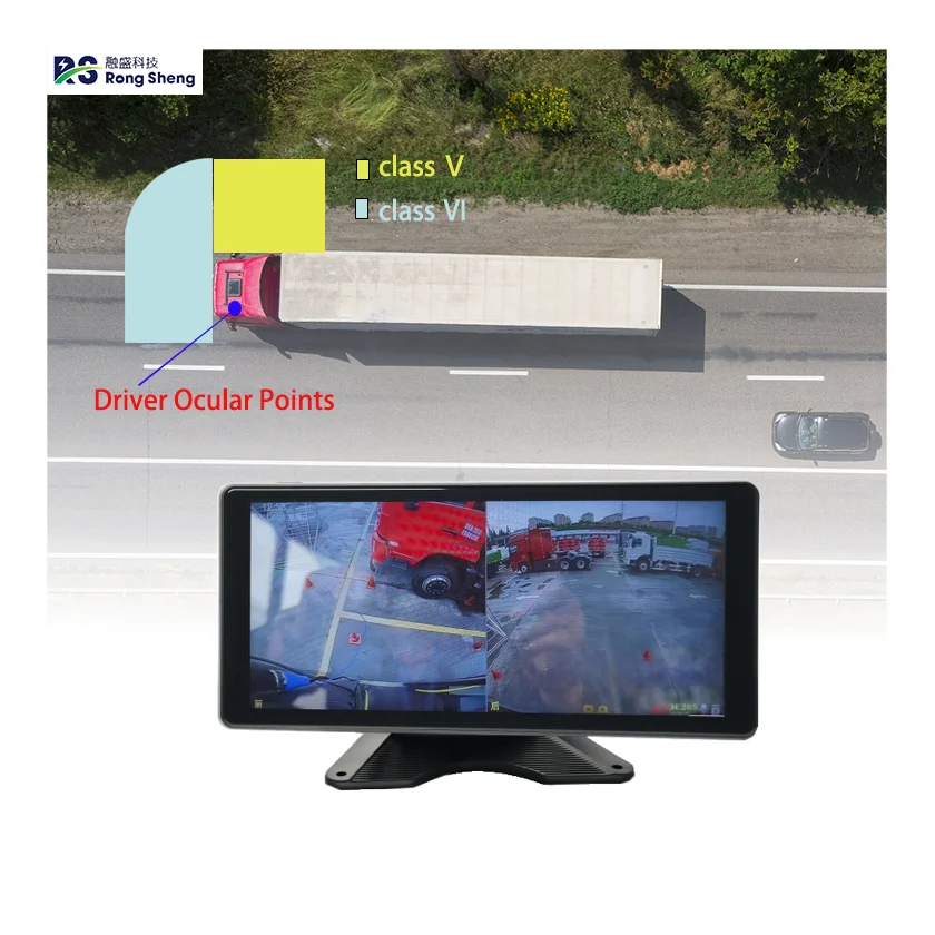 Rongsheng 10.36inch HD Class V and Vi Blind Spot Cover Front Side View Heavy Duty Truck Camera Mirror System