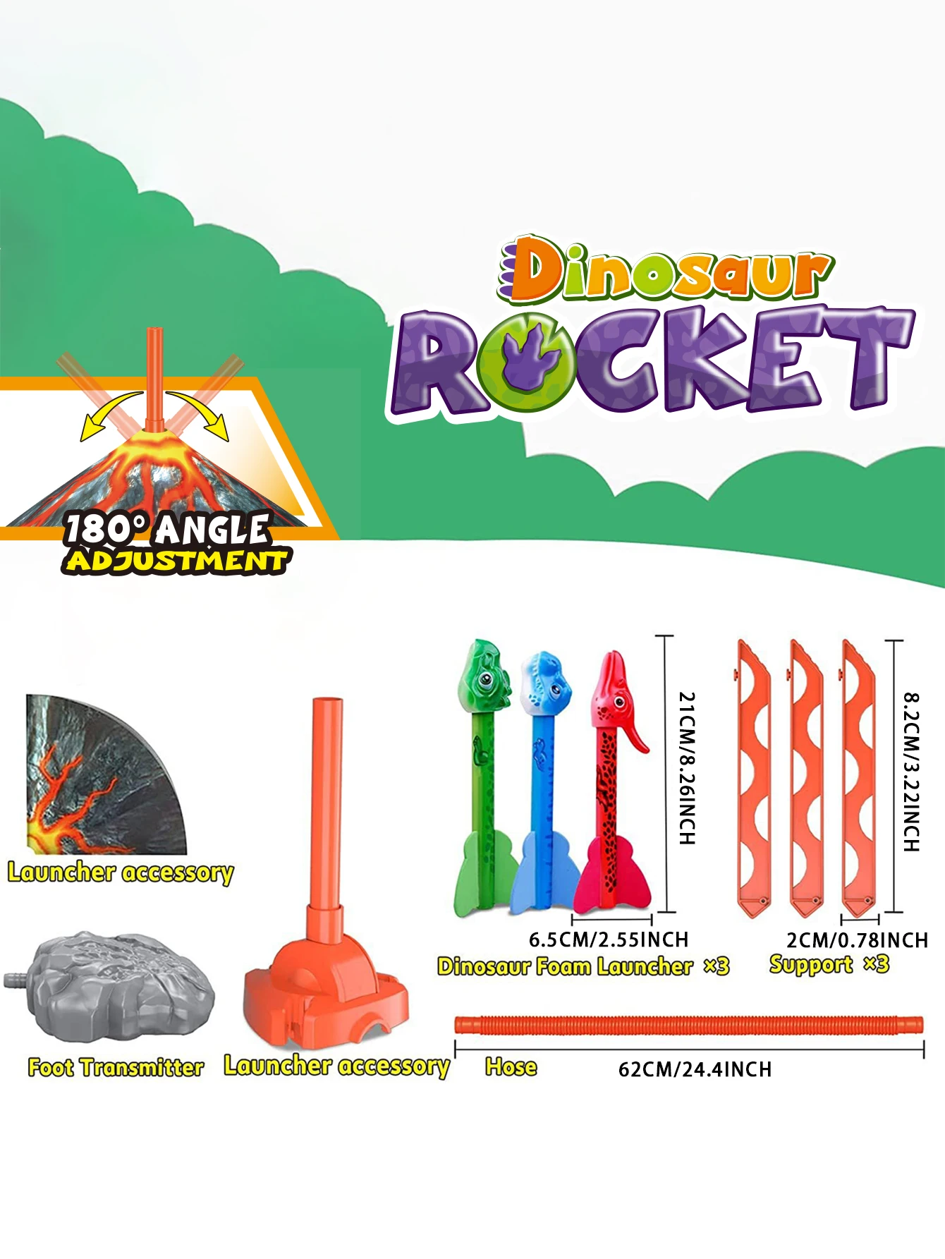 Dinosaur Sky Cannon, Foot Stepping Volcano Launcher, interactief speelgoed voor ouders en kinderen, kerstcadeauspeelgoed