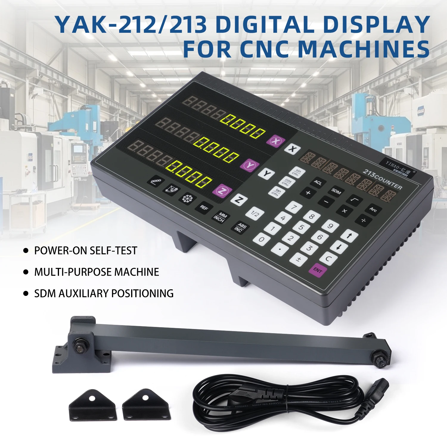 YAK-213 2 3-Axis Digital Display with Smooth Arc R & Circumferential Hole Dividing - for Milling & EDM No Calculation Needed DRO