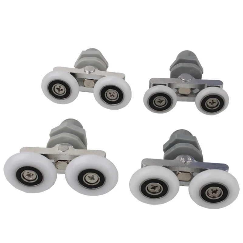 4PCS Arc-Shaped Old-Fashioned Shower Room Pulleys for Sliding Glass Door Bathroom Double Pulley System Accessories
